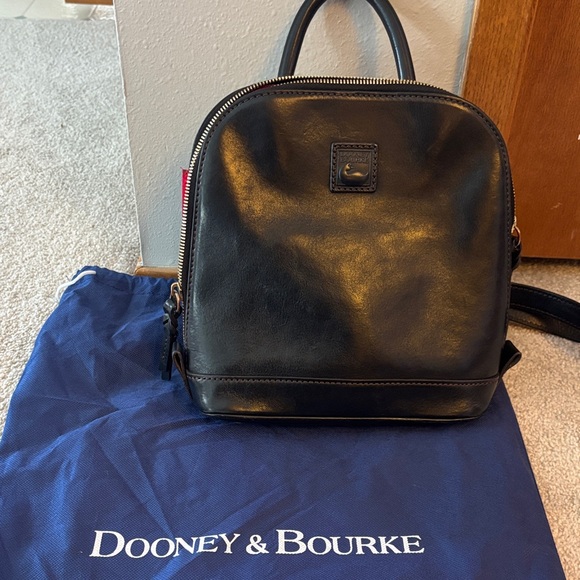 dooney & bourke black leather backpack purse Nylon Flap Magnetic snap flap closure. Dooney & Bourke Murphy Backpack